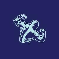 bodybuilder Sportschool mascotte logo illustratie vector