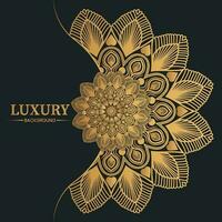 luxe sier mandala ontwerp achtergrond in gouden kleur vector