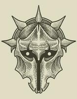 illustratie krijger ridder masker Aan zwart achtergrond vector
