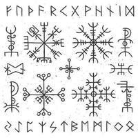 mystiek viking runen. oude heidens- talisman, norse rune symbool. mystiek ontzag vector symbolen
