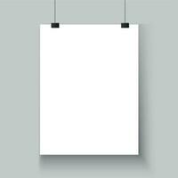 blanco wit poster sjabloon. affiche, papier vel hangende Aan muur. vector mockup