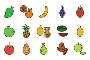 gemakkelijk reeks van fruit icoon. vlak lijn icoon stijl. bevat zo pictogrammen net zo aardbei, oranje, watermeloen en meer. gemakkelijk vector ontwerp bewerkbare