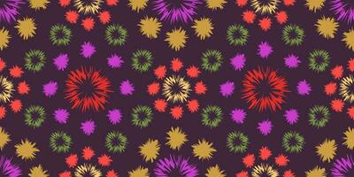 kleurrijk bloemen Purper, groente, rood, geel, oranje plons naadloos patroon kleding stof achtergrond. vector illustratie. eps10