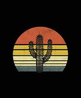 retro wijnoogst stijl cactus t-shirt ontwerp vector