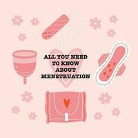 menstruatie- Product kussen, beker, tampon vector
