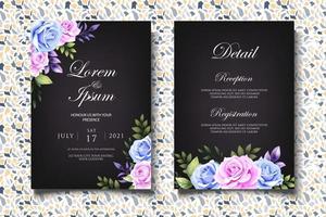 mooie hand tekenen bloemen bruiloft uitnodigingskaart vector