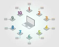 bedrijf plan werk met laptop sjabloon voor infographic voor presentatie voor 10 element vector