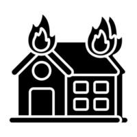 vector ontwerp van huis vuur, solide icoon