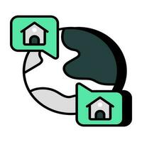 bewerkbare ontwerp icoon van globaal huis plaats vector
