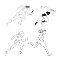 een verzameling doodle-kunstillustraties met de volgende sport track and field runner track and field runner vector schets illustratie