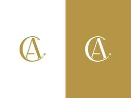 premie vector brief ca logo met kroon vector, mooi logotype ontwerp voor luxe bedrijf branding. elegant identiteit ontwerp in goud kleur.