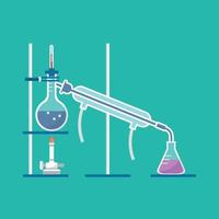 eenvoudig distillatiemodel in de vector van het chemielaboratorium