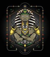 farao Toetanchamon met heilig ornamentontwerp voor kledingkledingkoopwaar vector