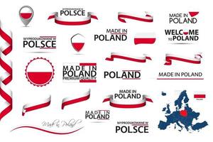 grote vector set van Poolse linten symbolen pictogrammen en vlaggen geïsoleerd op een witte achtergrond gemaakt in Polen premium kwaliteit Poolse nationale kleuren ingesteld voor uw infographics en sjablonen