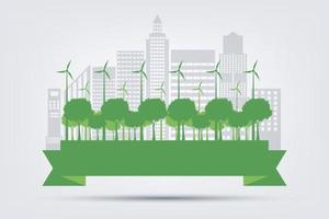 ecologie stadsconcept en milieu met milieuvriendelijke ideeën vector