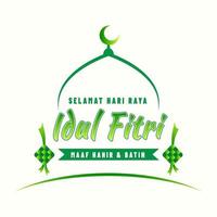 tekst idul fitr groen vector