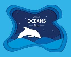 wereldoceanen dag in papier vector