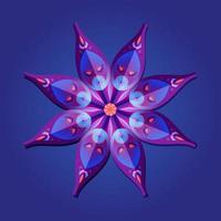 dit is violet een geometrische veelhoekige mandala in de vorm van een ster met een bloemmotief vector