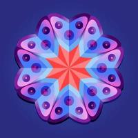 dit is een violette geometrische veelhoekige mandala met een helder centrum vector