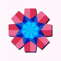dit is een roze geometrische veelhoekige mandala in de vorm van een kristallen sneeuwvlok vector