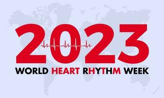 2023 concept wereld hart ritme week vector illustratie sjabloon. hart, pulse zorg, diagnose thema spandoek.