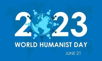 2023 concept wereld humanist dag vector illustratie sjabloon. steun, helpen, humanitair thema spandoek.