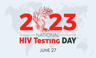 2023 concept nationaal hiv testen dag Gezondheid zorg concept vector banier sjabloon ontwerp. medisch behandeling, hiv bescherming, virus het voorkomen thema.