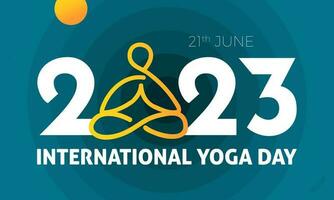 2023 concept Internationale yoga dag gezond geschiktheid met oefening geneesmiddel vector banier sjabloon
