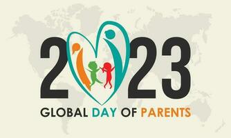 2023 concept globaal dag van ouders vector banier sjabloon illustratie. globaal familie concept met liefde ouders, kind opgemerkt Aan juni.