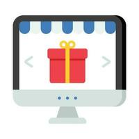 online geschenk boodschappen doen vector vlak icoon ontwerp illustratie. boodschappen doen en e handel symbool Aan wit achtergrond eps 10 het dossier