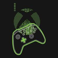 gaming controleur grafisch t overhemd neon groen vector