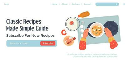 klassiek recepten, gemaakt gemakkelijk gids website plaats vector