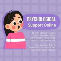 psychologisch ondersteuning voor kinderen online, banier vector