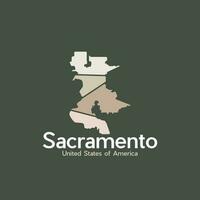 sacramento stad kaart meetkundig gemakkelijk logo vector