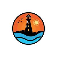 vuurtoren strand eiland icoon creatief logo vector