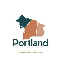 Portland stad kaart meetkundig gemakkelijk logo vector