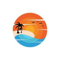 eiland strand cirkel natuur creatief logo vector