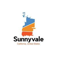 kaart van Sunnyvale Californië stad Verenigde staten creatief logo vector