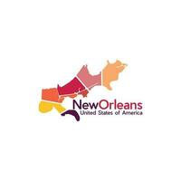 nieuw orleans stad kaart kleurrijk creatief logo vector