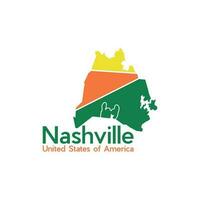 Nashville stad kaart modern meetkundig logo vector