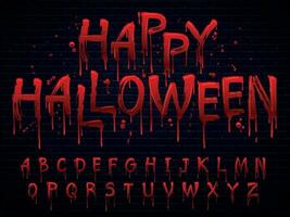 halloween lettertype. verschrikking alfabet brieven geschreven bloed, eng bloeden doopvont of nat bloederig teken geïsoleerd vector illustratie