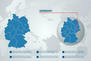 Duitsland land kaart met infographic concept en aarde vector illustratie