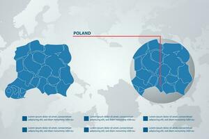 Polen land kaart met infographic concept en aarde vector illustratie