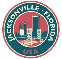 insigne, etiket of postzegel met Jacksonville horizon, vector illustratie