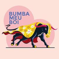 vectorillustratie van traditionele Braziliaanse viering bumba meu boiy wordt vertaald als hit my bull