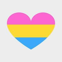 pansexueel vlag in de vorm van een hart. schattig trots maand embleem, lhbt, tolerantie. vector