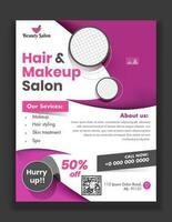 haar- en bedenken salon sjabloon of folder ontwerp met gegeven Diensten en evenementenlocatie details voor reclame concept. vector