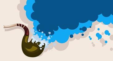 vector achtergrondafbeelding van het mondstuk waaruit rook komt het concept van de morsen van de zee en toeristische vakanties in de exotische landen van de caraïben