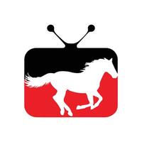 paard rennen icoon vector illustratie binnen een vorm van TV rood en zwart kleur.