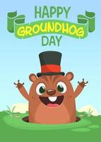 happy cartoon groundhog op zijn dag vectorillustratie vector